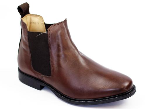 Chief Mens Retro Sixties Mod Brown Leather Chelsea Boots