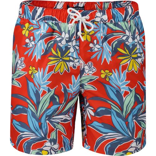 ORIGINAL PENGUIN Retro Hawaiian Floral Swim Shorts Orange