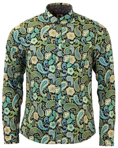 PRETTY GREEN Louis Sixties Psychedelic Paisley Shirt in Black