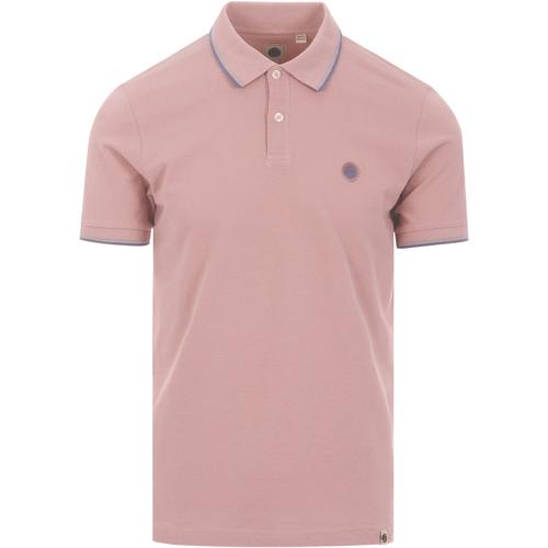 PRETTY GREEN Mod Twin Tipped Pique Polo Shirt in Pink