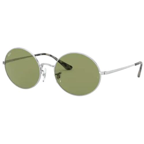 RAY-BAN RB1970 Retro 1960s Oval Sunglasses Silver/Green