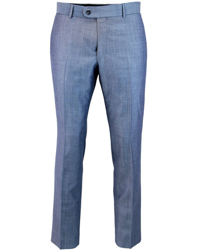 Men's Retro 60s Mod 3 Button Mohair Tonic Suit in Blue