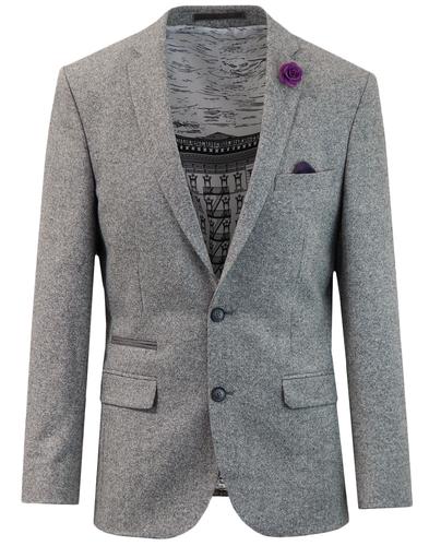 60s Mod Donegal Fleck 2 Button Suit Jacket SILVER