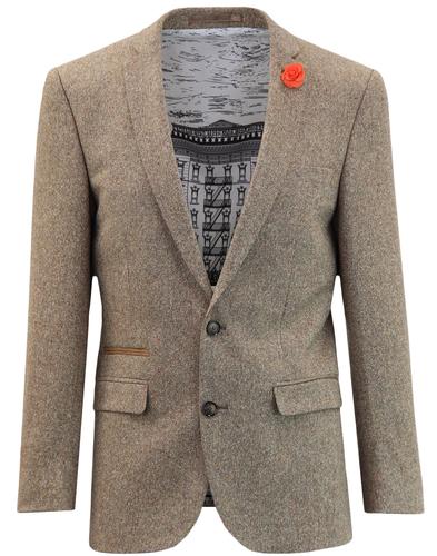 60s Mod Donegal Fleck 2 Button Suit Jacket BISCUIT