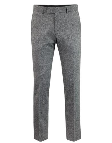 Retro Mod Donegal Fleck Slim Suit Trousers SILVER