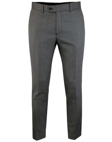 Men's Retro 1960s Mod Birdseye Check Suit Trousers in Black/White
