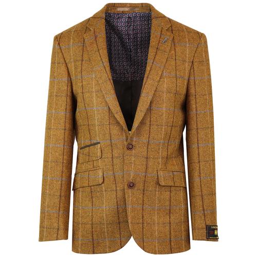 Mod Four Colour Gold Check Tailored Blazer Jacket