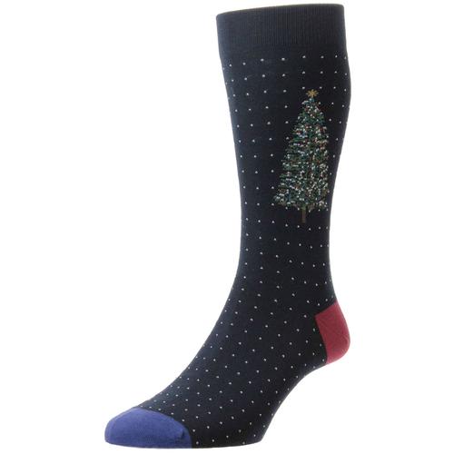 SCOTT-NICHOL Thoren Christmas Tree Men's Socks in Navy