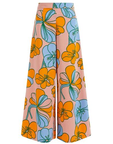 TRAFFIC PEOPLE Throwback Retro 60s Flared Flower Power Trousers