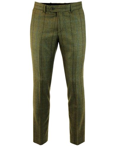 Retro Mod Windowpane Country Check Suit Trousers G